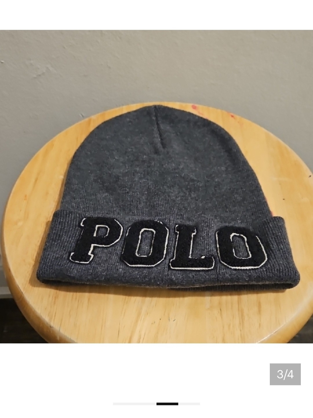 Polo by Ralph Lauren Dark Gray Logo Cuffed Beanie